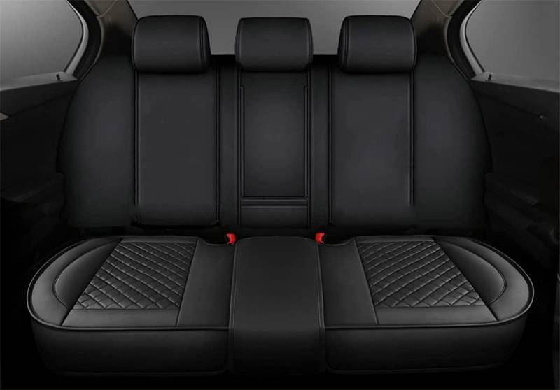 SanQing Luxus PU Leder Auto Rücksitzbezüge Rücksitzbezüge Protektoren Kissen für Auto Rücksitzböden Fit 90% Fahrzeuge 4 Jahreszeiten (Black Back) von SanQing