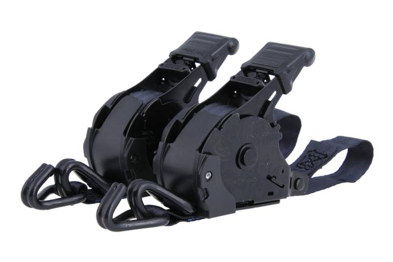 Sandax Automatik Spanngurte mit J-Haken im 2er Set, Selbstaufwickelnde Transportgurte 3,65m mit Ratsche, bis 340kg, DIN EN 12195-2, 25mm breit, Einteilige Zurrgurte, Gurte schwarz I Spanngurt einfach von Sandax