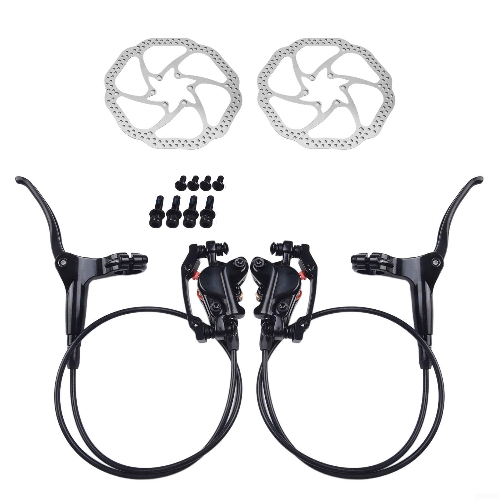 Hydraulisches Scheibenbremsen-Set für Mountainbike, 2 Stück, 160 mm Rotoren und Doppelkolben-Bremssättel (links vorne) von Sandyseptember