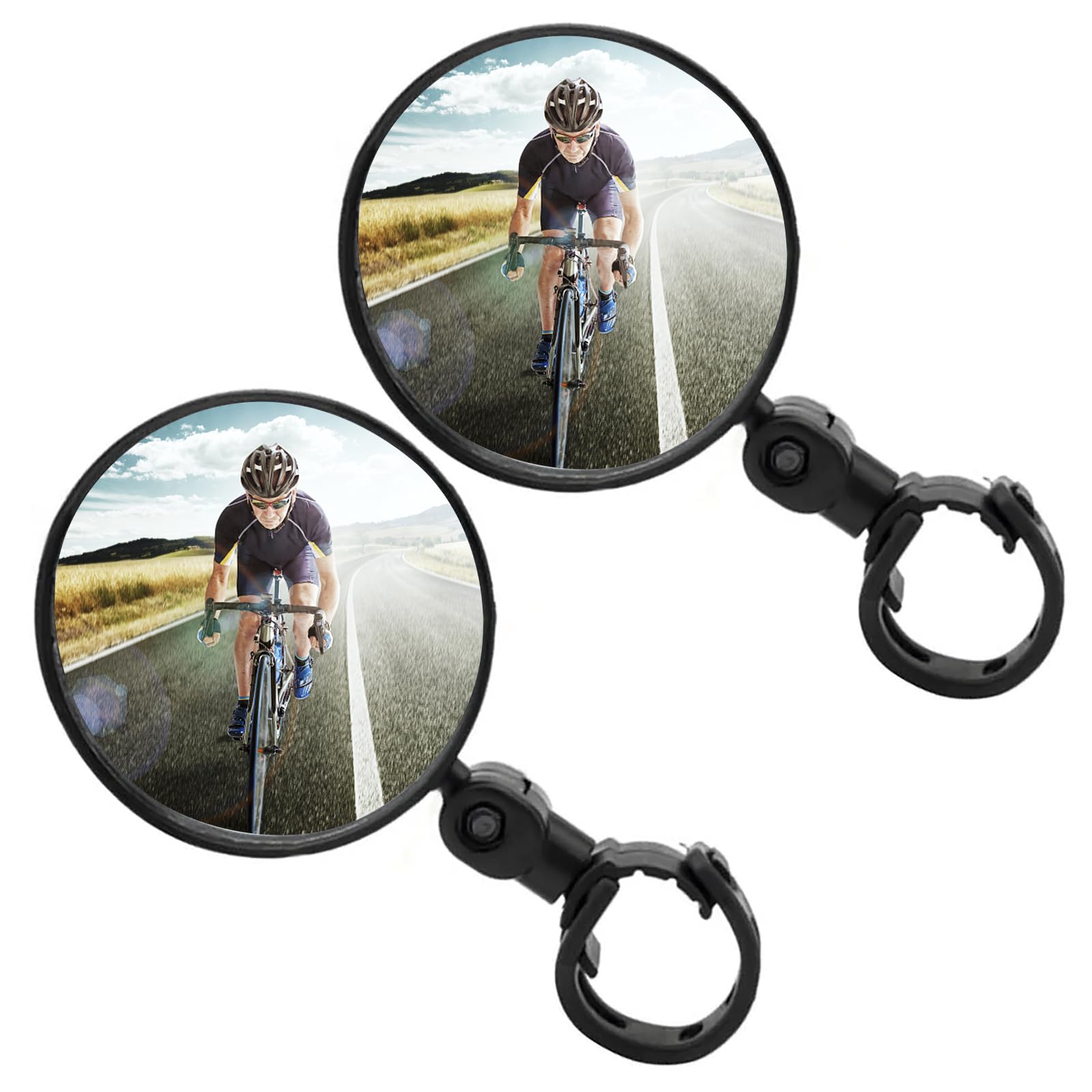 Erdbeerblase 360° drehbarer Fahrradrückspiegel, Weitwinkel Spiegel, Schlagfest, Fahrradspiegel für Mountainbike Rennrad E-Bikes und andere Fahrräder (2×RUNDE SPIEGEL) von Sank