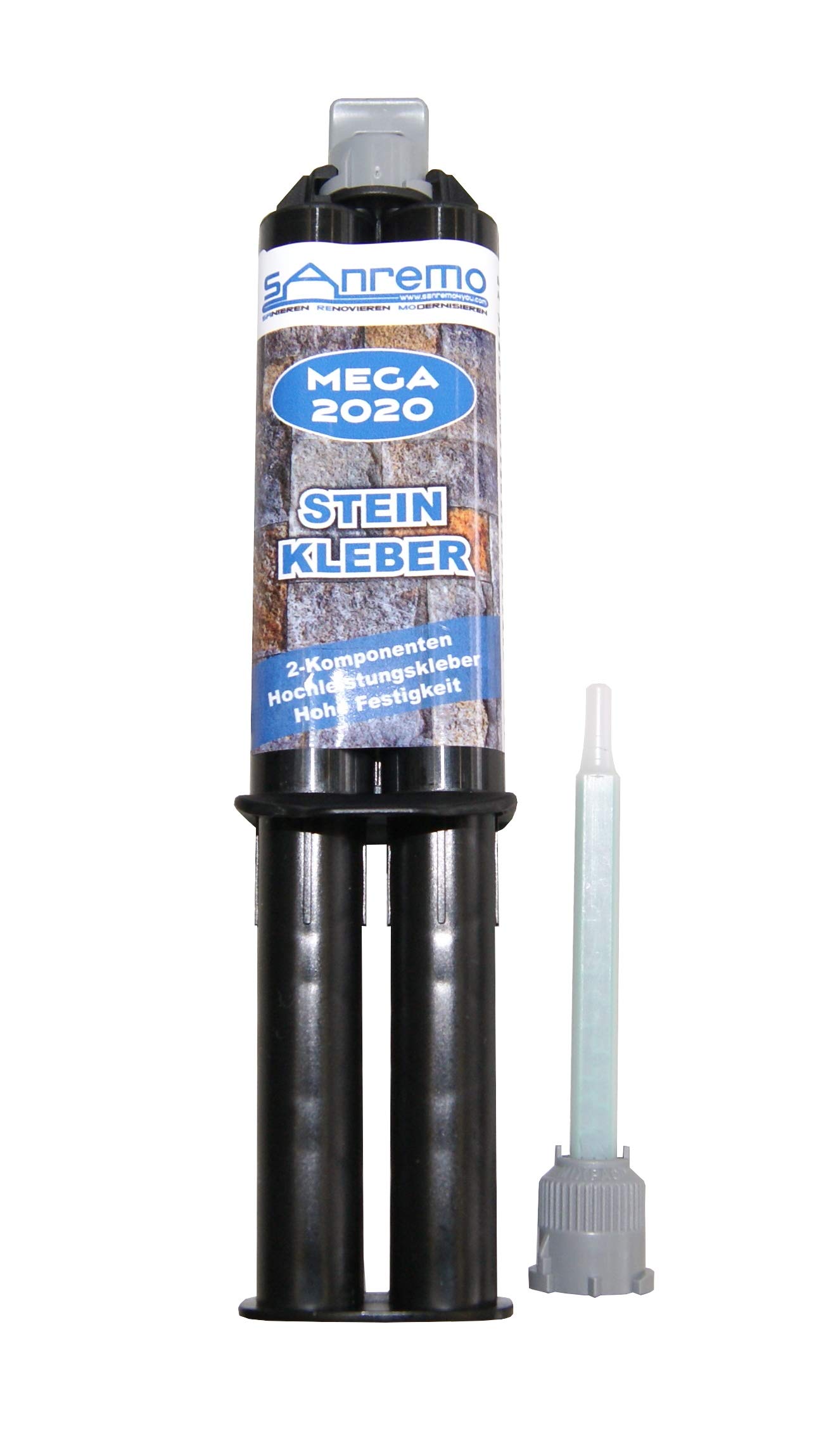 Sanremo MEGA 2020 Steinkleber 25ml + 1 Mischdüse 2-Komponenten-Kleber von Sanremo