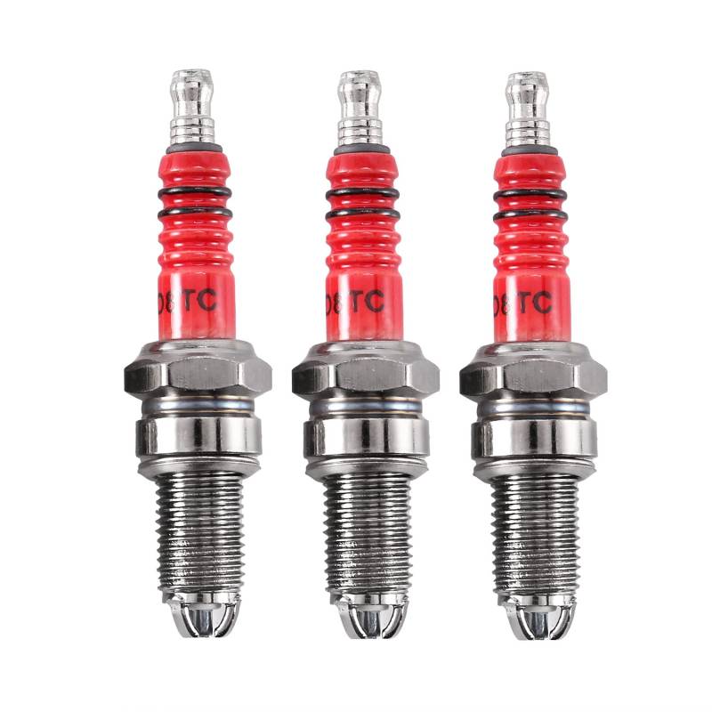 Sarngk 3 Stücke D8TC 3 Elektrode Zündkerze, Racing Zündkerze Mit 3 Elektrode Für CG 125 150 200Ccm CF250 Motorrad Roller ATV Quads von Sarngk
