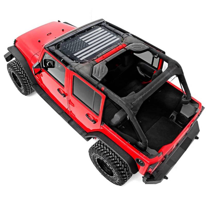 Savadicar Sonnenschutz aus Netzstoff für Jeep Wrangler JK JKU 2/4-Türer 2007–2018, UV-Schutz, strapazierfähiges Polyester, schwarz von Savadicar