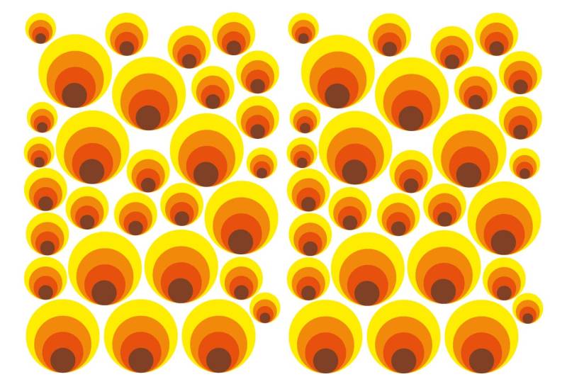 Schilderkröten 58 Retro Aufkleber Kreise Bubble Sticker selbstklebend Dekor für Auto Fahrrad Bus Wände Möbel Retro Style 70er Jahre Kult Muster, gelb, orange, braun glänzend matt (glänzend) von Schilderkröten