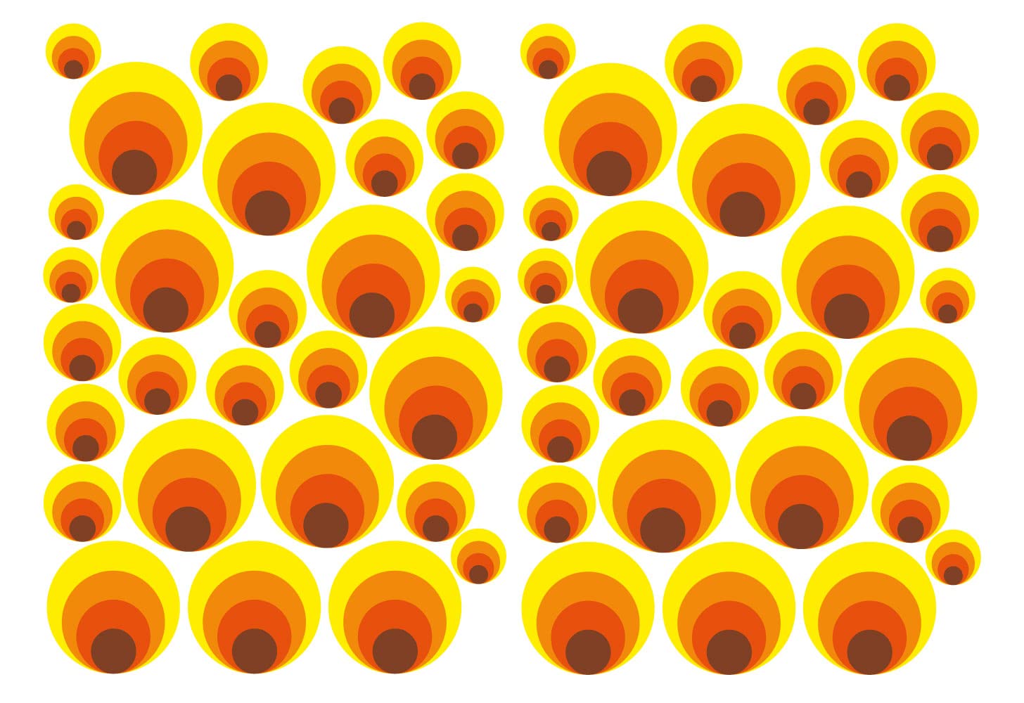 Schilderkröten 58 Retro Aufkleber Kreise Bubble Sticker selbstklebend Dekor für Auto Fahrrad Bus Wände Möbel Retro Style 70er Jahre Kult Muster, gelb, orange, braun glänzend matt (matt) von Schilderkröten