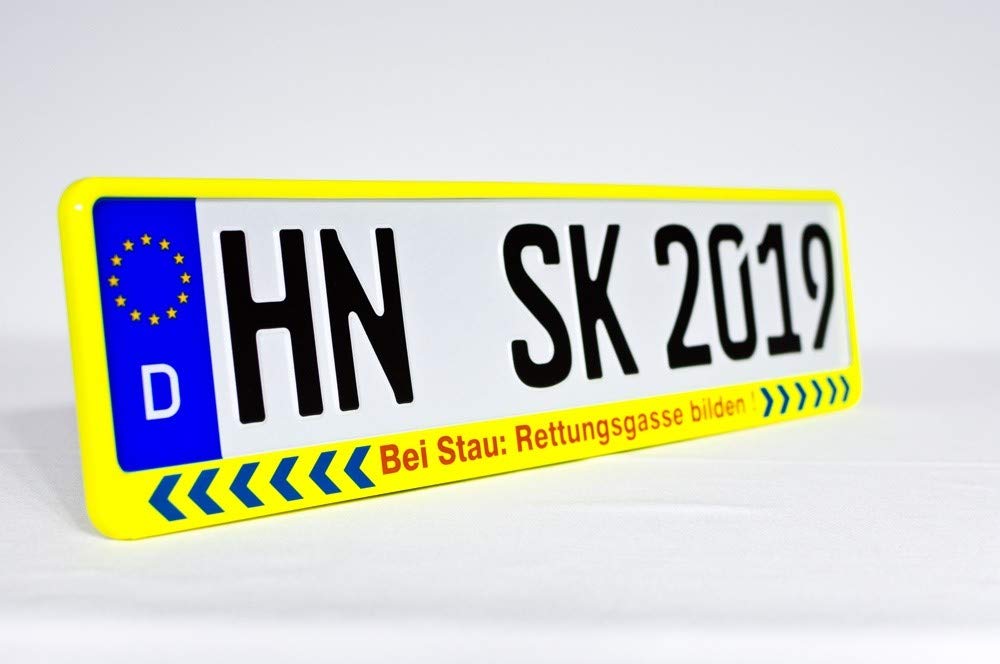 Schilderkröten Kennzeichenhalter NEON Rettungsgasse für 520x110mm Autokennzeichen Schilderkröten Kennzeichenhalter NEON Rettungsgasse für 520x110mm Autokennzeichen von Schilderkröten