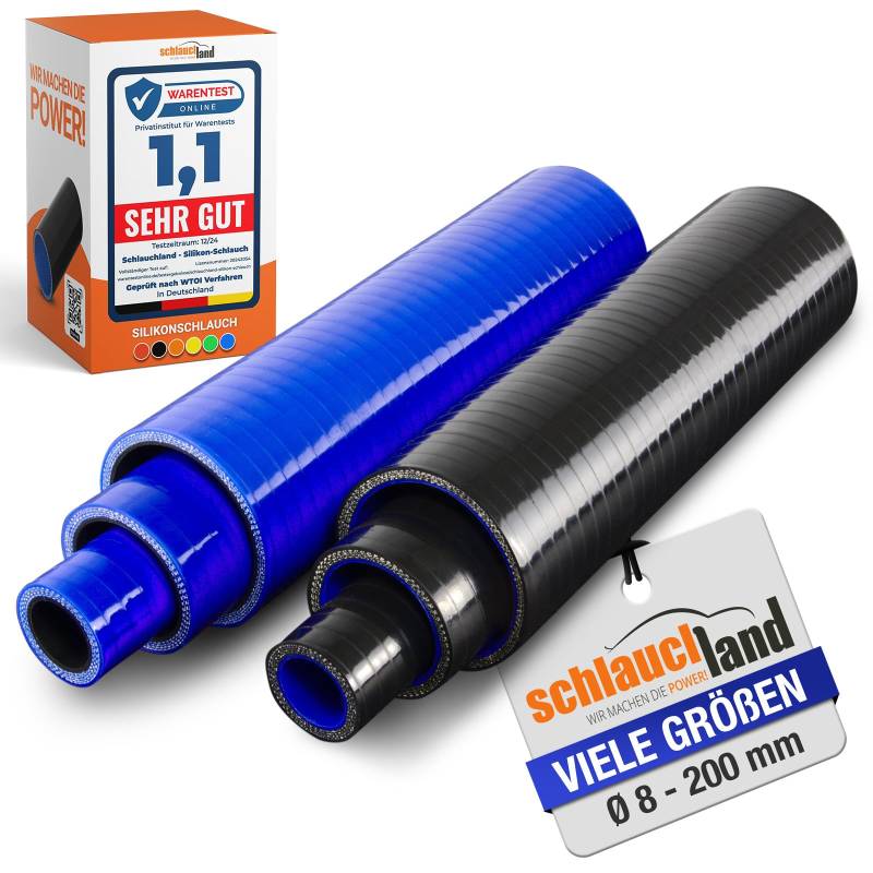 25cm Silikon-Schlauch Verbinder ID-Ø 51mm schwarz 200°C | AUSWAHL | Rohr-Kupplung Adapter Muffe Manschette Ladeluft LLK Kühler Turbo-Lader Silikon Schlauch ohne Logo Kühlmittel Gummi Motor von Schlauchland