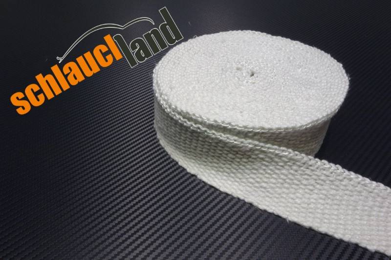 Schlauchland 30m Keramik Hitzeschutzband 50mm Weiss 1200°C Auspuffband Thermoband Krümmerband Heat Wrap Basaltfaser Isolierband von Schlauchland