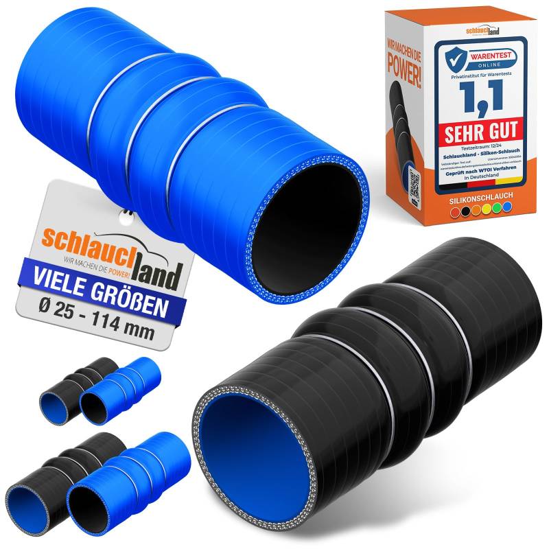FLEX SILIKONSCHLAUCH 0-20° Winkel Verbinder ID-Ø 70mm schwarz 200°C | AUSWAHL | Anti-Vibration Schwingungs-Dämpfung Rohr Adapter Ladeluft LLK Kühler Turbo Schlauch Hump & Edelstahl-Ringe flexibel von Schlauchland