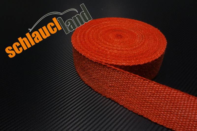 Schlauchland Fiberglas- Hitzeschutzband Länge 10 m Farbe rot - Breite 50 mm von Schlauchland