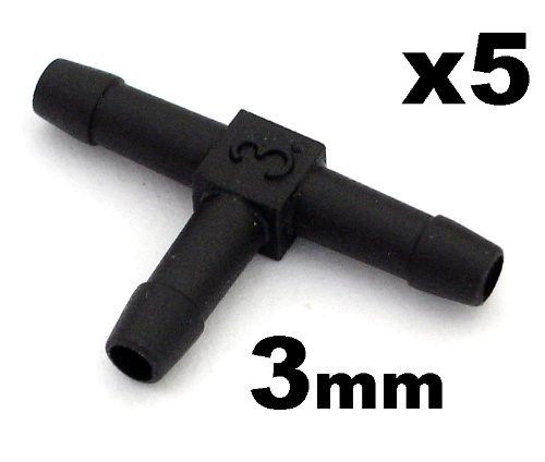 Schlauchverbinder Kunststoff T-Stück x5 - Außendurchmesser 3mm - Für Schläuchen von Schlauchverbinder Kunststoff