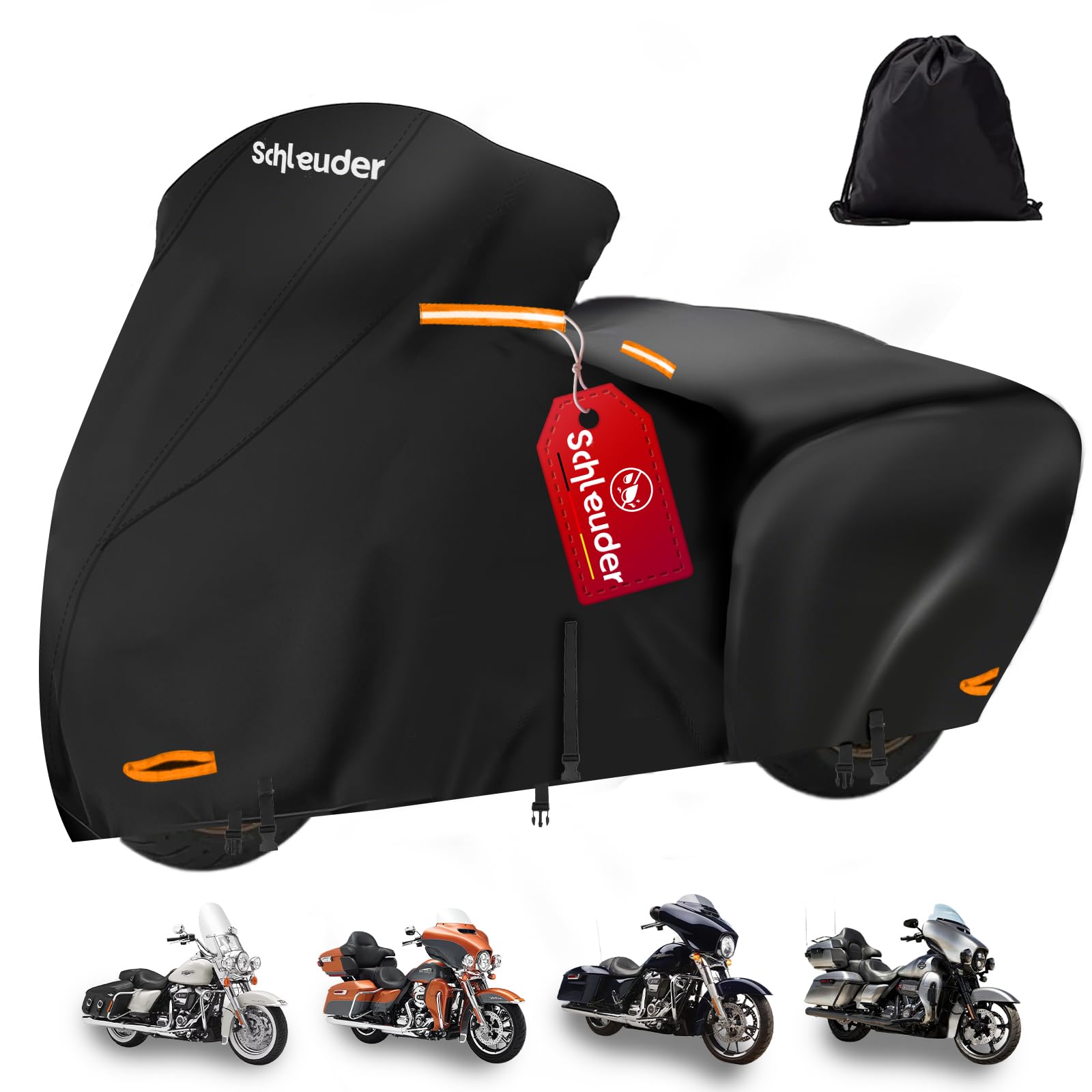 Schleuder Motorradabdeckung für Harley-Davidson mit Windschutzband, Reflektierende Streifen, Abdeckplane für Harley-Davidson, Motorrad Abdeckplane für Harley Touring,für Honda Modelle, 274x111x142cm Schleuder Motorradabdeckung für Harley-Davidson mit Windschutzband, Reflektierende Streifen, Abdeckplane für Harley-Davidson, Motorrad Abdeckplane für Harley Touring,für Honda Modelle, 274x111x142cm von Schleuder
