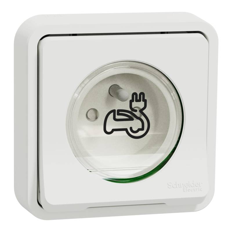 Schneider Electric - Mureva Styl – Steckdose 2P+T verstärkt – Einbauleuchte – IP55 – IK08 – EV – Weiß – MUR39011 von Schneider Electric