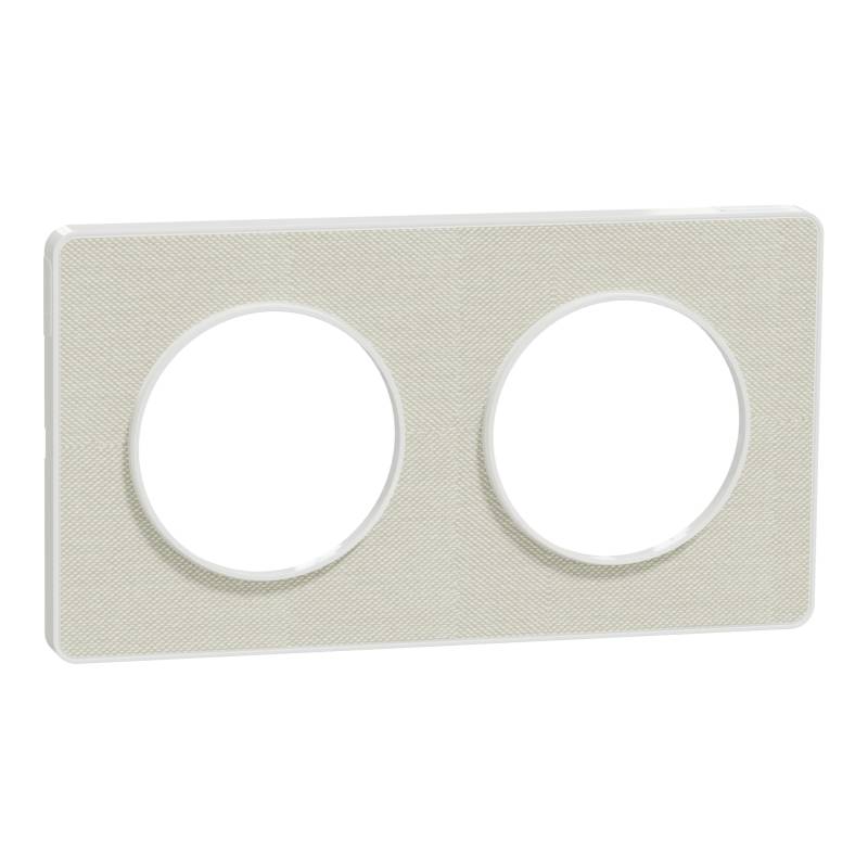 Schneider Electric - Odace Touch - PLQ Kvadrat Kreide/Weiß, 2 Stellen, horizontal oder grün. Abstand 71 mm – S520804KW von Schneider Electric