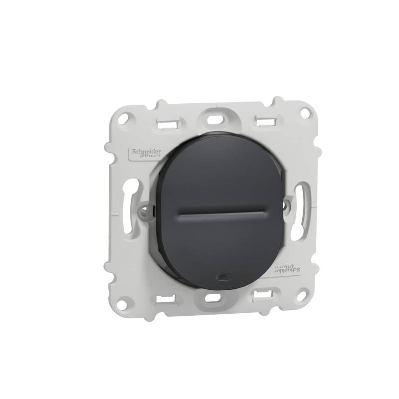 Schneider Electric - Ovalis – Wechselschalter – 10AX – beleuchtet – ohne Platte – Anthrazit – S461263 von Schneider Electric