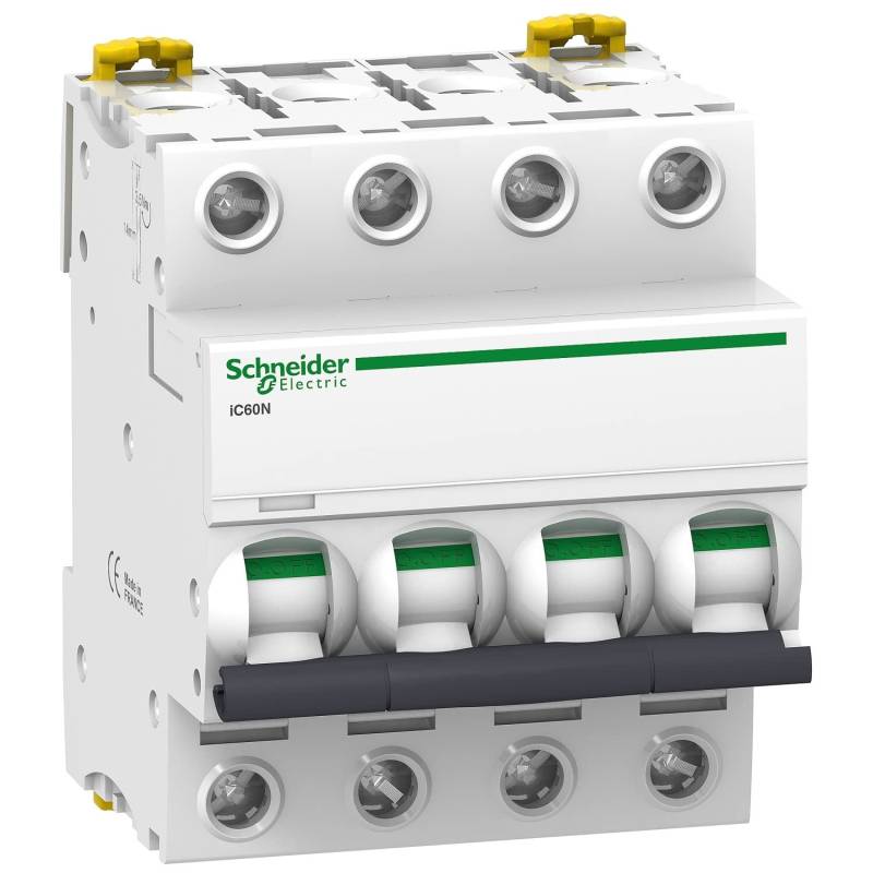 Schneider Electric a9 F74440 IC60 N Acti9 Leitungsschutzschalter, Krümmung C, 4P, 85 mm Höhe x 72 mm Breite x 78.5 mm Tiefe, 40 A, 50/60 Hz, Weiß von Schneider Electric
