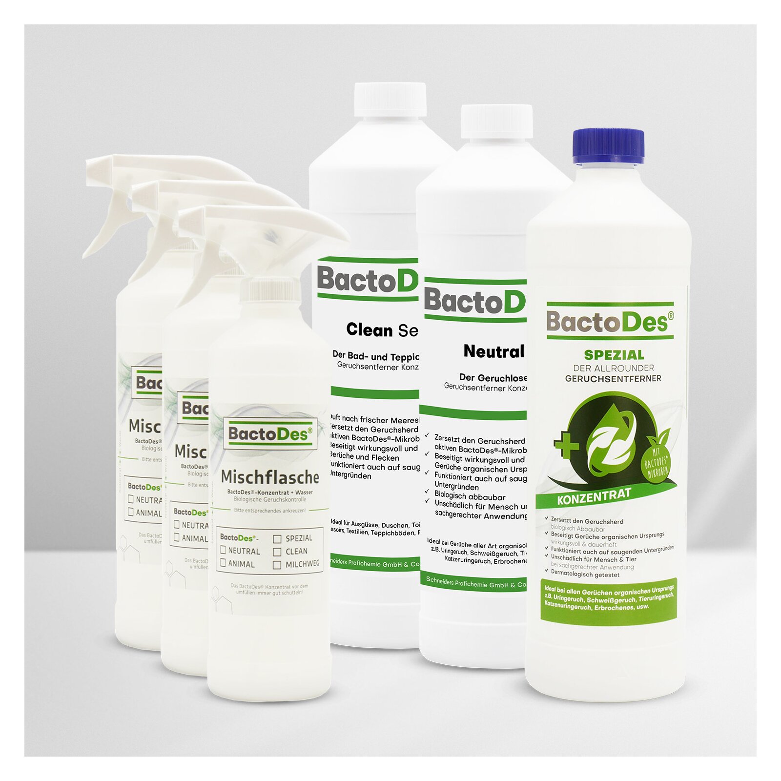 BactoDes-3-er-Set 'Clean-Spezial-Neutral' incl. 3 Misch- und Sprühflaschen von BactoDes