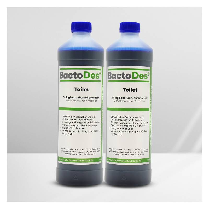 BactoDes-Toilet biologischer Geruchsentferner für Campingtoiletten 2x1L Set von BactoDes