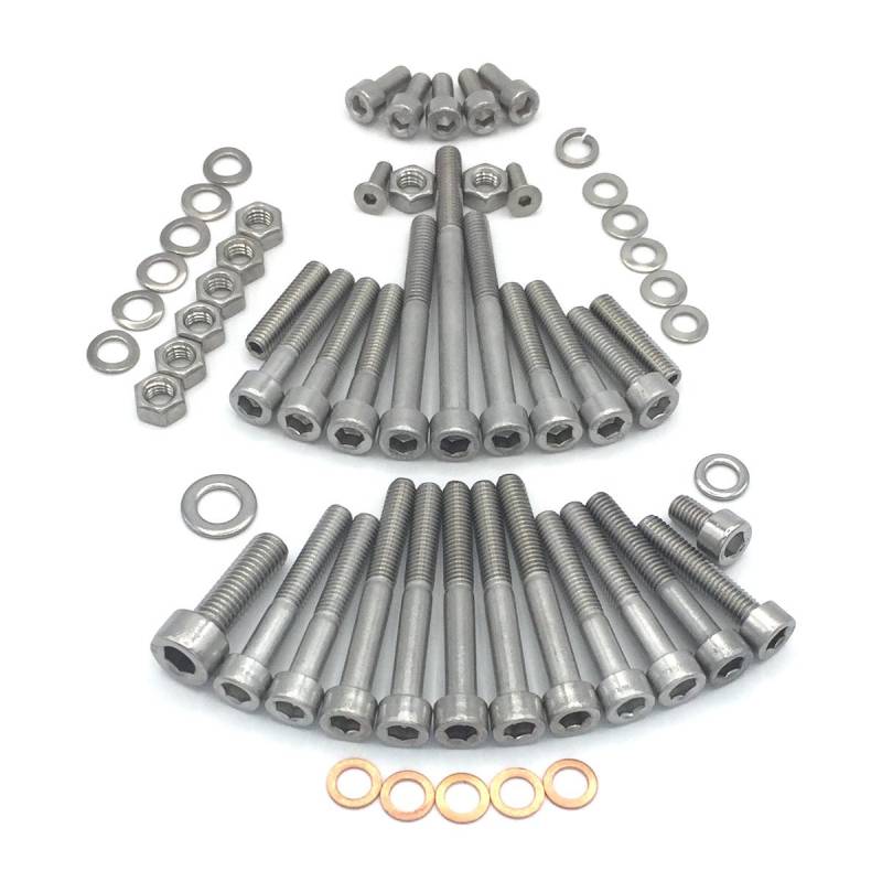 Simson Schwalbe Motor Schraubensatz für KR51/1 mit Fußschaltung Motor M53/1 KF Zylinderschrauben mit Innensechskant aus Edelstahl V2A, 58 teilig von Schrauben-Hupe