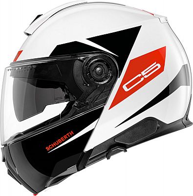 Schuberth C5 Eclipse, Klapphelm - Schwarz/Weiß/Neon-Rot - 3XL (64/65) von Schuberth