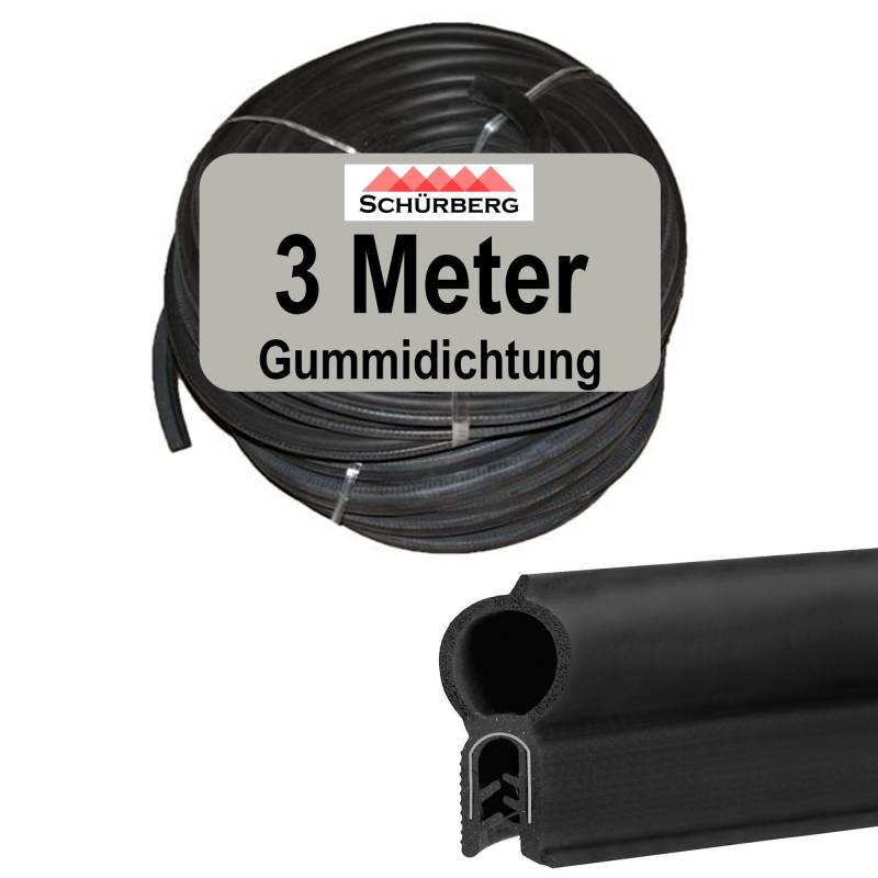 3 Meter Dichtung Kofferraumdichtung 16x30mm Gummidichtung zum aufstecken auf Blechkanten perfekt für die Verwendung im KFZ Bereich oder im Maschinen und Anlagenbau von Schürberg