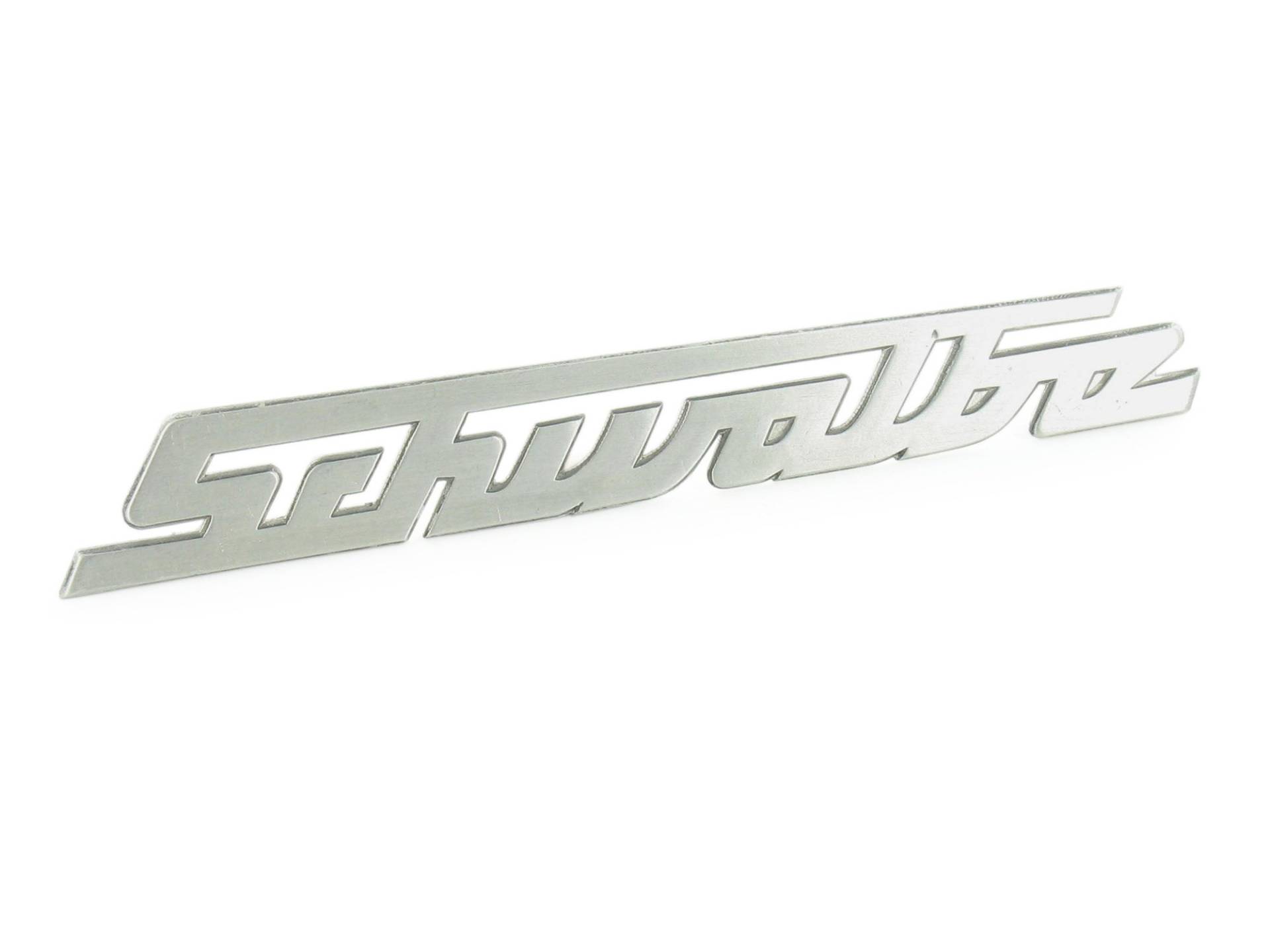 Schriftzug - Schwalbe - Aluminium, silber, gerade (nicht gebogen) für Knieschutzblech (Beinblech) - KR51 von MZA Meyer-Zweiradtechnik GmbH