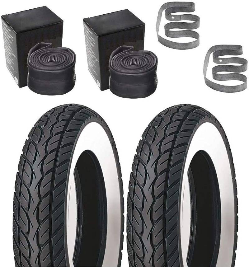 Scooter-ProSports Weißwand Reifen Satz Schlauch Felgenband 100/100 R2.75 für Zündapp Hercules Kreidler von Scooter-ProSports