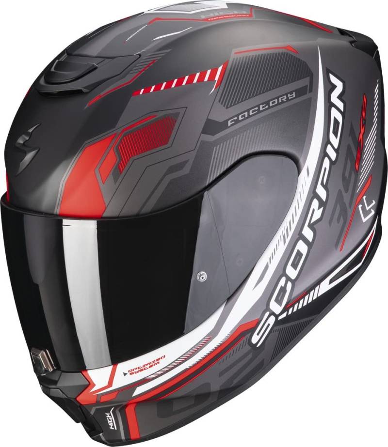 EXO 391 HAUT XS NERO OPACO-ARGENTO-ROSSO von Scorpion