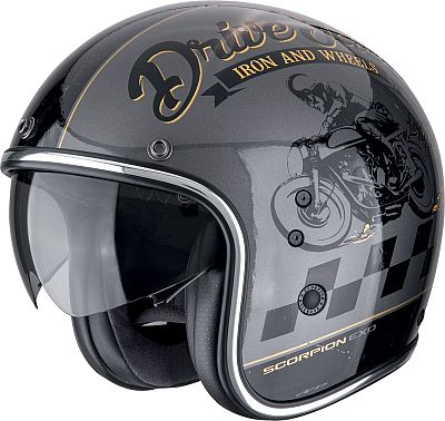 Scorpion Belfast Evo Drive Fast, Jethelm - Grau/Schwarz/Gold - XS von Scorpion