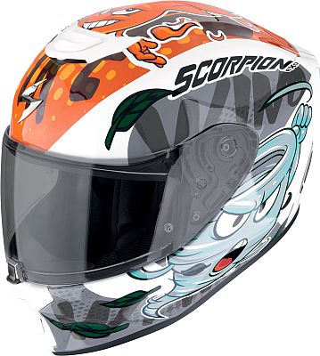 Scorpion EXO-JNR Air The4elements, Integralhelm Kinder - Weiß/Blau/Orange/Grau - S von Scorpion