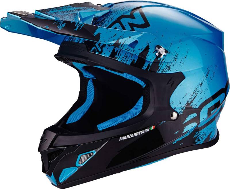 Scorpion Helmet Moto VX-21 Air mudirt, Black/Sky Blue, S von Scorpion