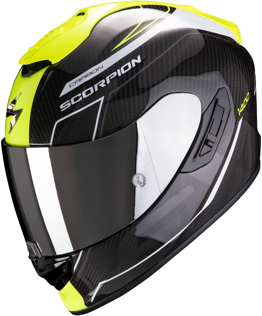 Scorpion Motorradhelm EXO-1400 AIR CARBON BEAUX White-Neon Yellow, Schwarz/Gelb, S von Scorpion
