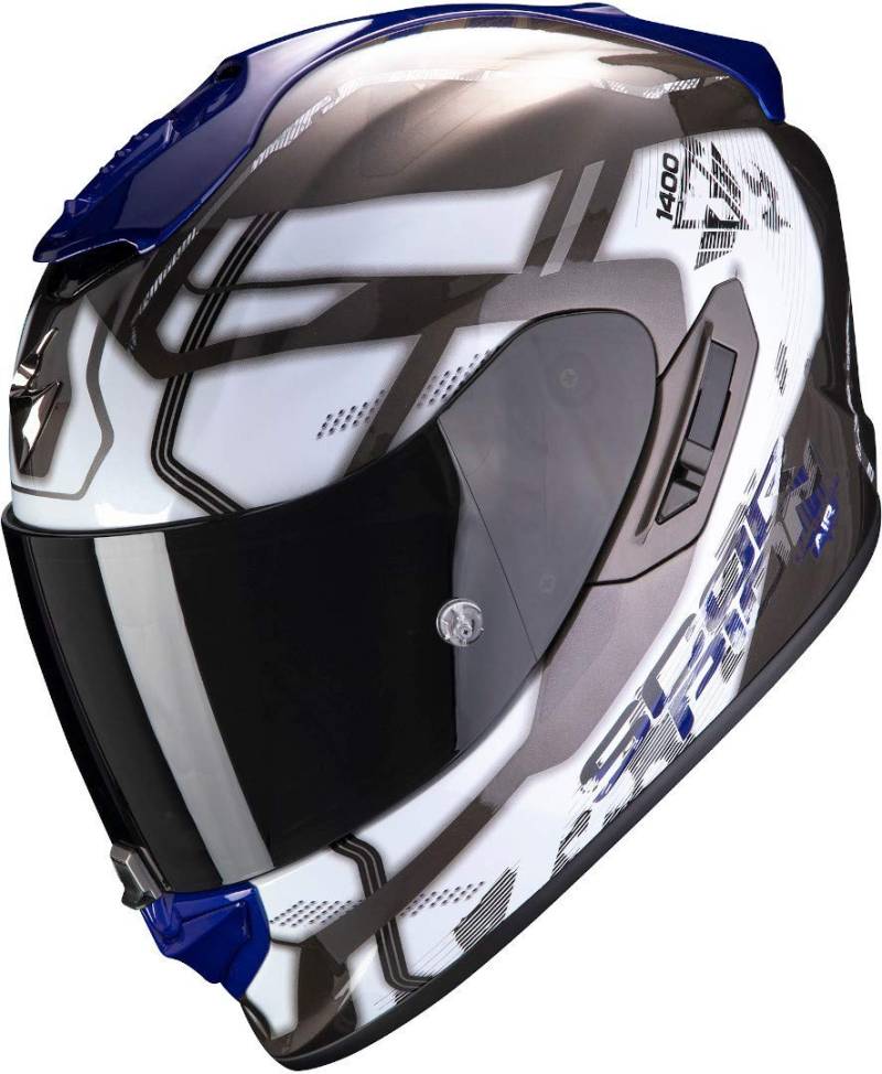 Scorpion Motorradhelm EXO-1400 AIR SPATIUM White-Blue, Weiss/Blau, L von Scorpion
