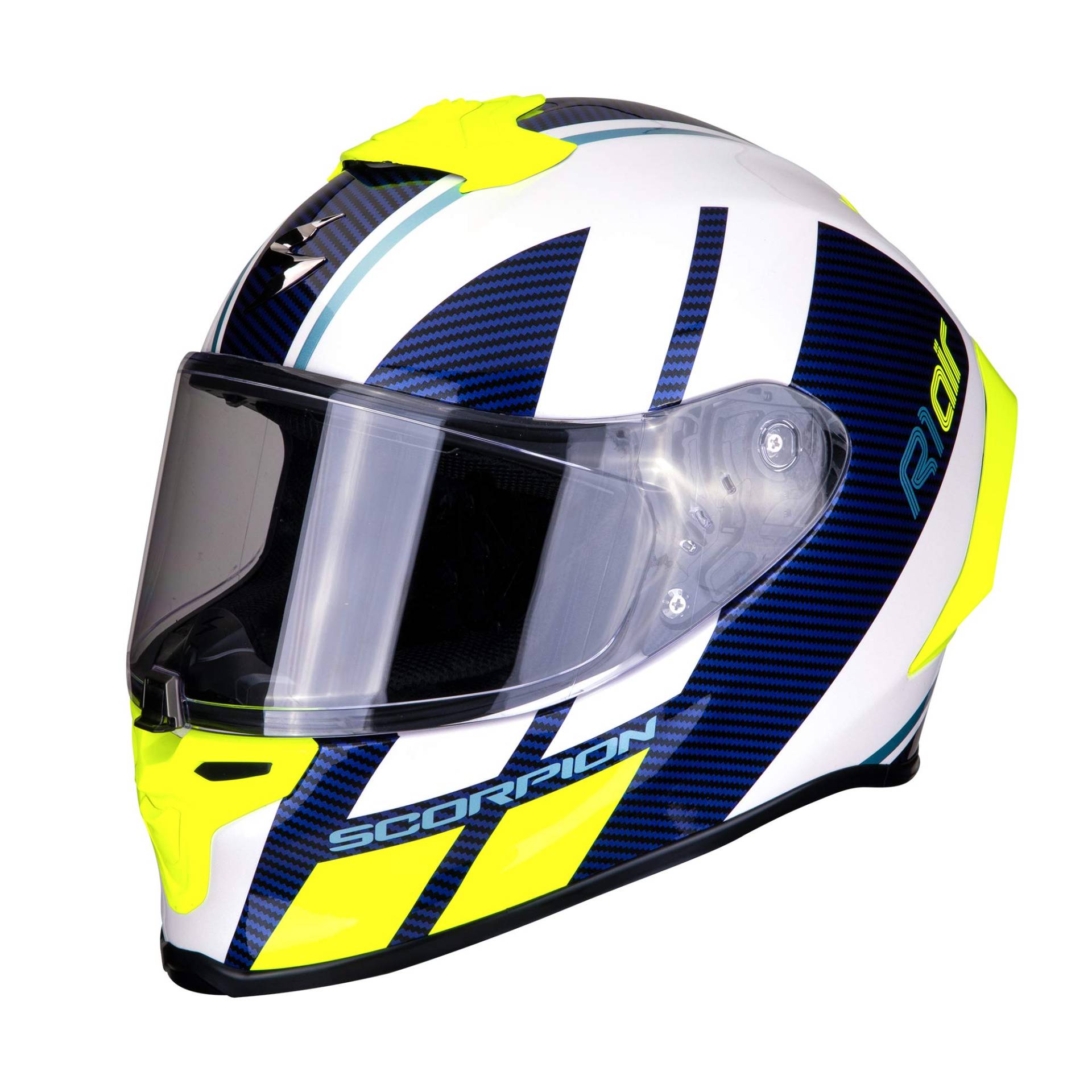 Scorpion Unisex – Erwachsene NC Motorrad Helm, Blau/Weiss/Gelb, L von Scorpion