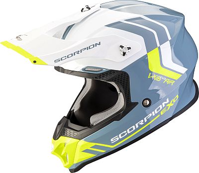 Scorpion VX-16 Evo Air Fusion, Motocrosshelm - Hellblau/Weiß/Neon-Gelb - XS von Scorpion