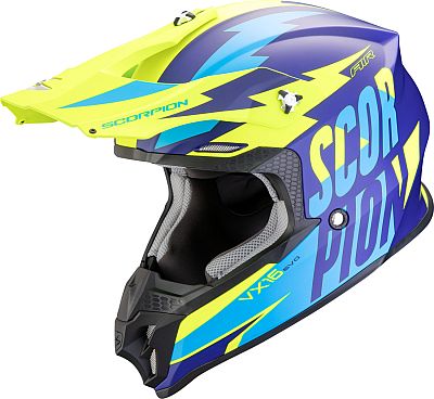 Scorpion VX-16 Evo Air Slanter, Motocrosshelm - Matt Blau/Neon-Gelb - M von Scorpion
