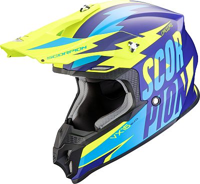 Scorpion VX-16 Evo Air Slanter, Crosshelm - Matt Blau/Neon-Gelb - XL von Scorpion