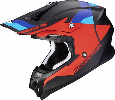 Scorpion VX-16 Evo Air Spectrum, Motocrosshelm - Matt Schwarz/Rot/Blau - XL von Scorpion