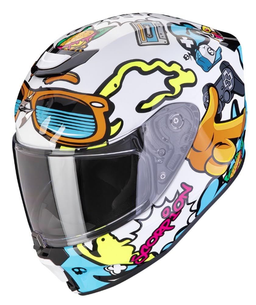 Scorpion EXO-JNR Fun weiß-blau Kinder-Motorradhelm ECE 22.06 mit AirFit-System und Pinlock, L 52/53 Scorpion EXO-JNR Fun weiß-blau Kinder-Motorradhelm ECE 22.06 mit AirFit-System und Pinlock, L 52/53 von ScorpionEXO