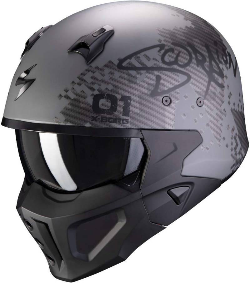 Scorpion Motorradhelm COGrun-X XBORG Matt Silver-Black, Schwarz/Grau, M von ScorpionEXO
