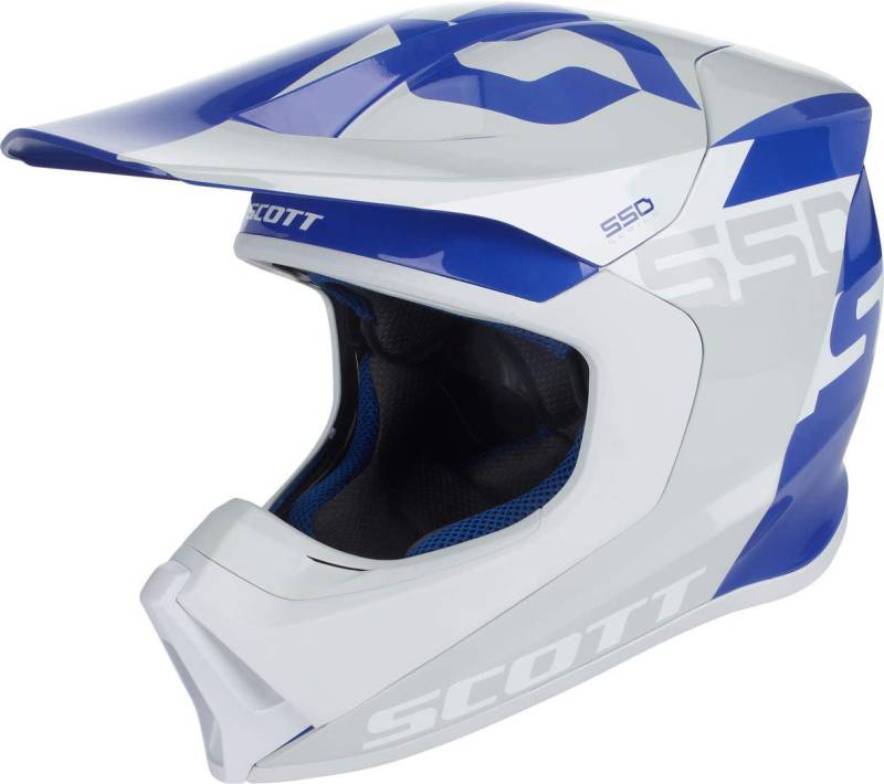 Scott 550 Woodblock MX Enduro Motorrad Helm grau/blau 2019: Größe: L (59-60cm) von Scott