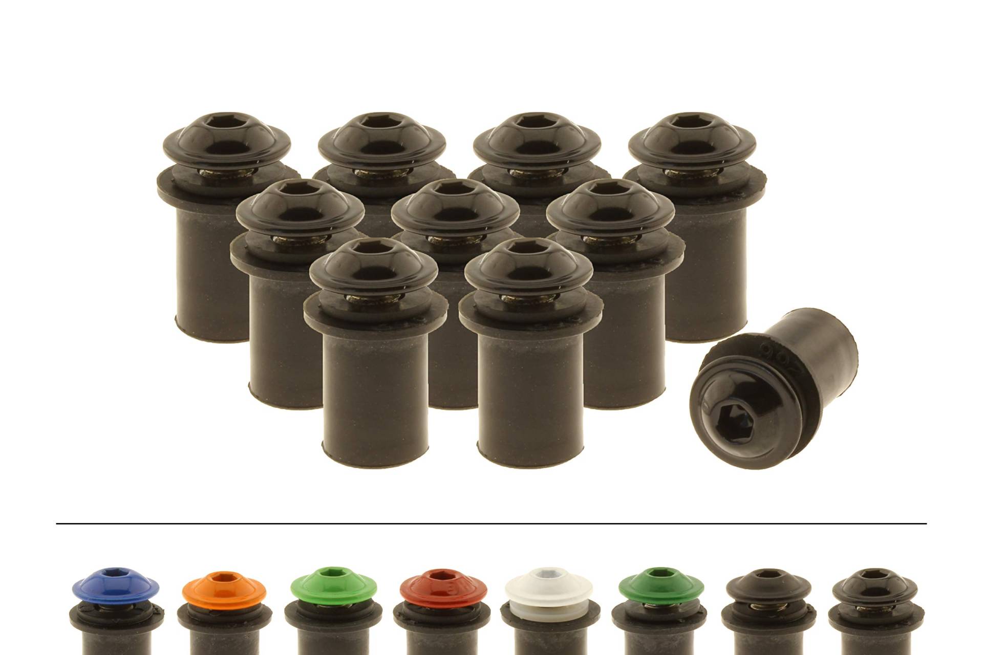 Screws4Bikes | 10x Verkleidungsschrauben M4x16 mit Gummimuttern für Motorrad | schwarz | Edelstahlschrauben | für Windschild, Scheibe und Verkleidung Screws4Bikes | 10x Verkleidungsschrauben M4x16 mit Gummimuttern für Motorrad | schwarz | Edelstahlschrauben | für Windschild, Scheibe und Verkleidung von Screws4Bikes