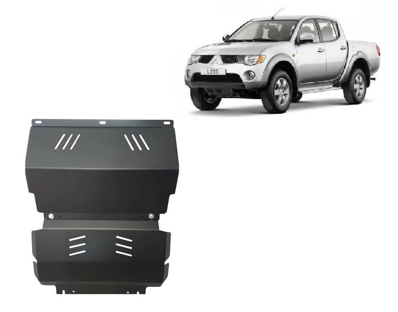 Stahl Unterfahrschutz für Motor und Kühler kompatibel mit Mitsubishi L 200 (2005-2015) Scut Protection von Scut Protection