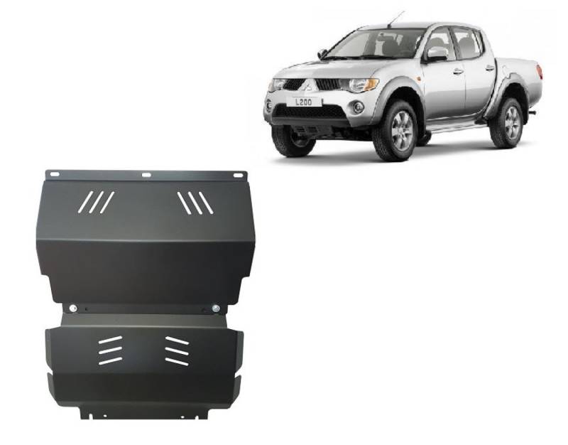 Stahl Unterfahrschutz für Motor und Kühler kompatibel mit Mitsubishi L 200 (2005-2015) Scut Protection von Scut Protection