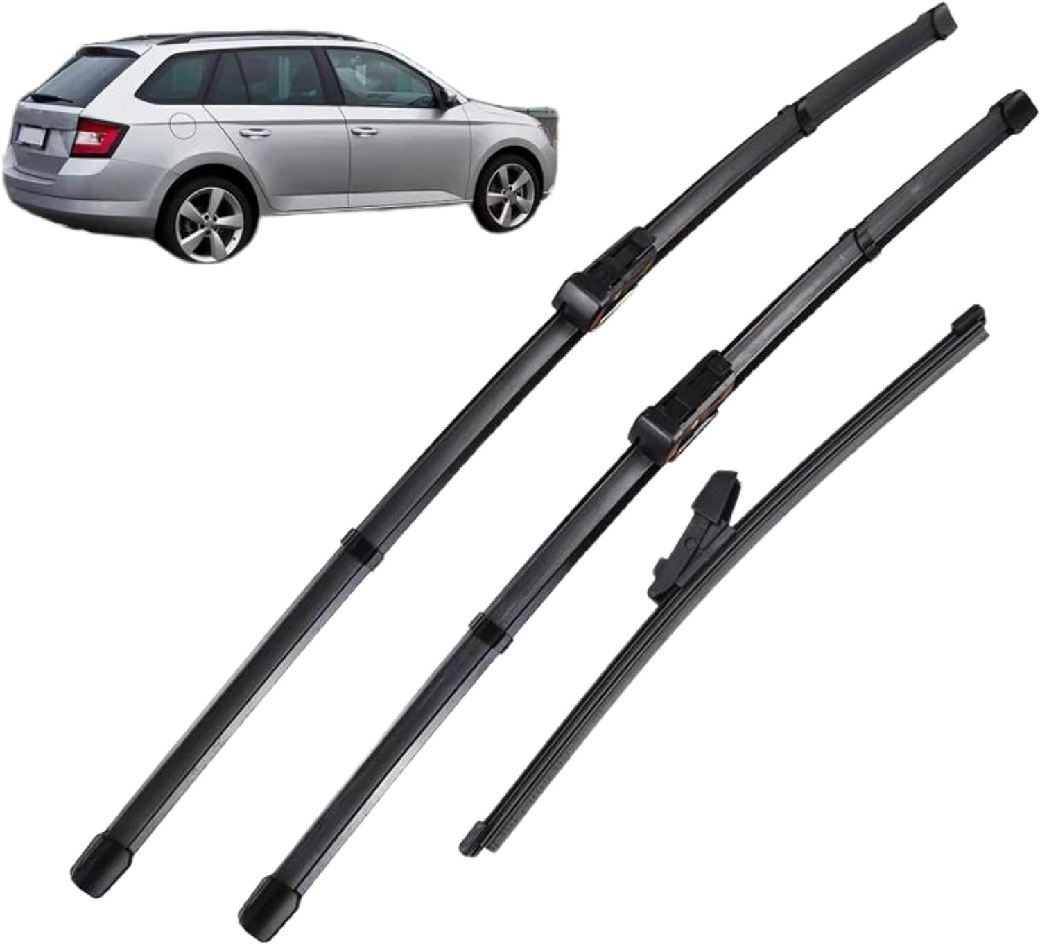 Auto Scheibenwischer für-Skoda Fabia Combi Kombi 2014–2020, 24"+16"+16", Klebestreifen Dauerhaft Leises Wischen Klare Sicht Reinigung Szubehör Auto Scheibenwischer für-Skoda Fabia Combi Kombi 2014–2020, 24"+16"+16", Klebestreifen Dauerhaft Leises Wischen Klare Sicht Reinigung Szubehör von SeWezi