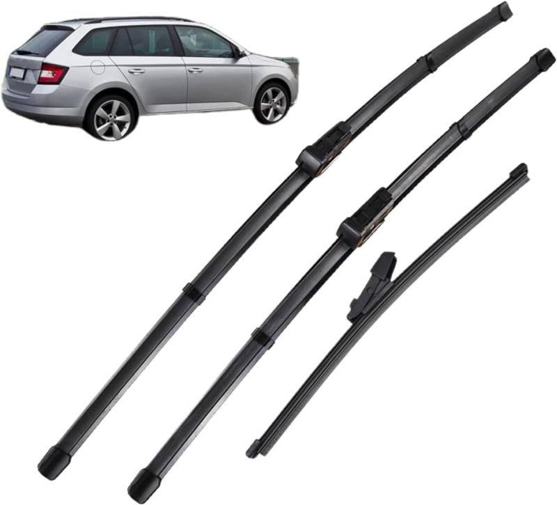 Auto Scheibenwischer für-Skoda Fabia Combi Kombi 2014–2020, 24"+16"+16", Klebestreifen Dauerhaft Leises Wischen Klare Sicht Reinigung Szubehör von SeWezi