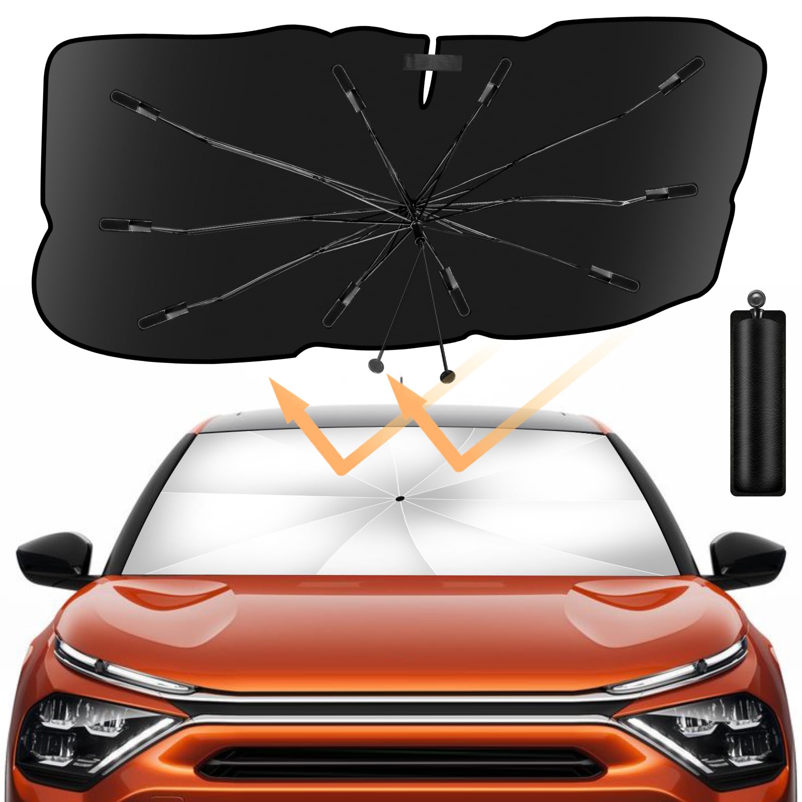 Sonnenschirm Auto Frontscheibe,Auto Sonnenschutz Frontscheibe Car Windshield Sun Shade Umbrella UV-Schutz & Hitzeblock für die Meisten Autos (135×78cm) von Seachrgif