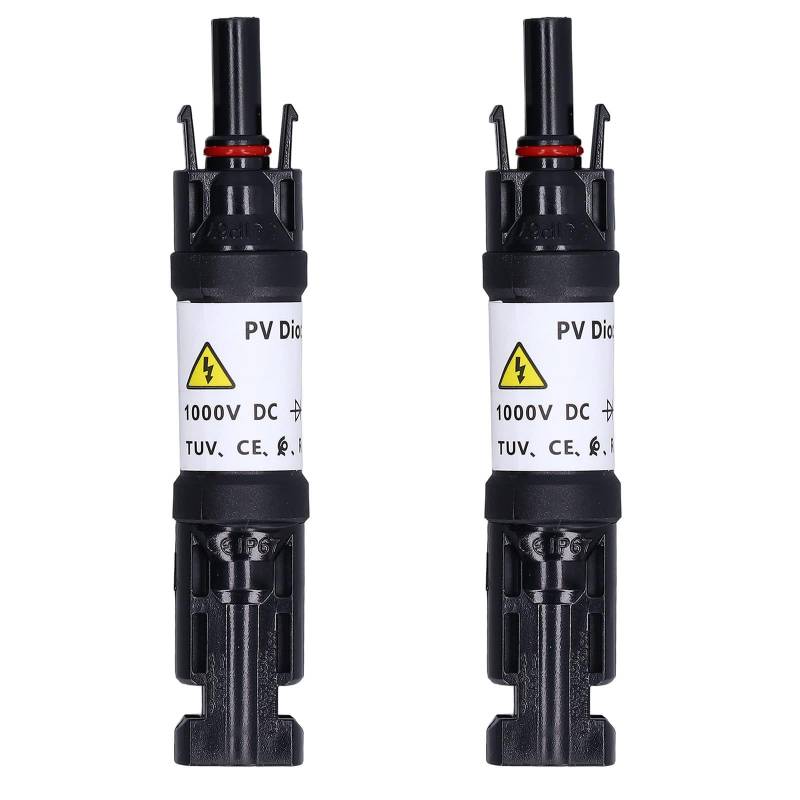 2 Stück 20A PV Solardioden Steckverbinder, DC PV Sperrdiode Steckverbinderteile mit Eingebauter Anti-Rückfluss-Diode, IP67 Wasserdicht von Seailka