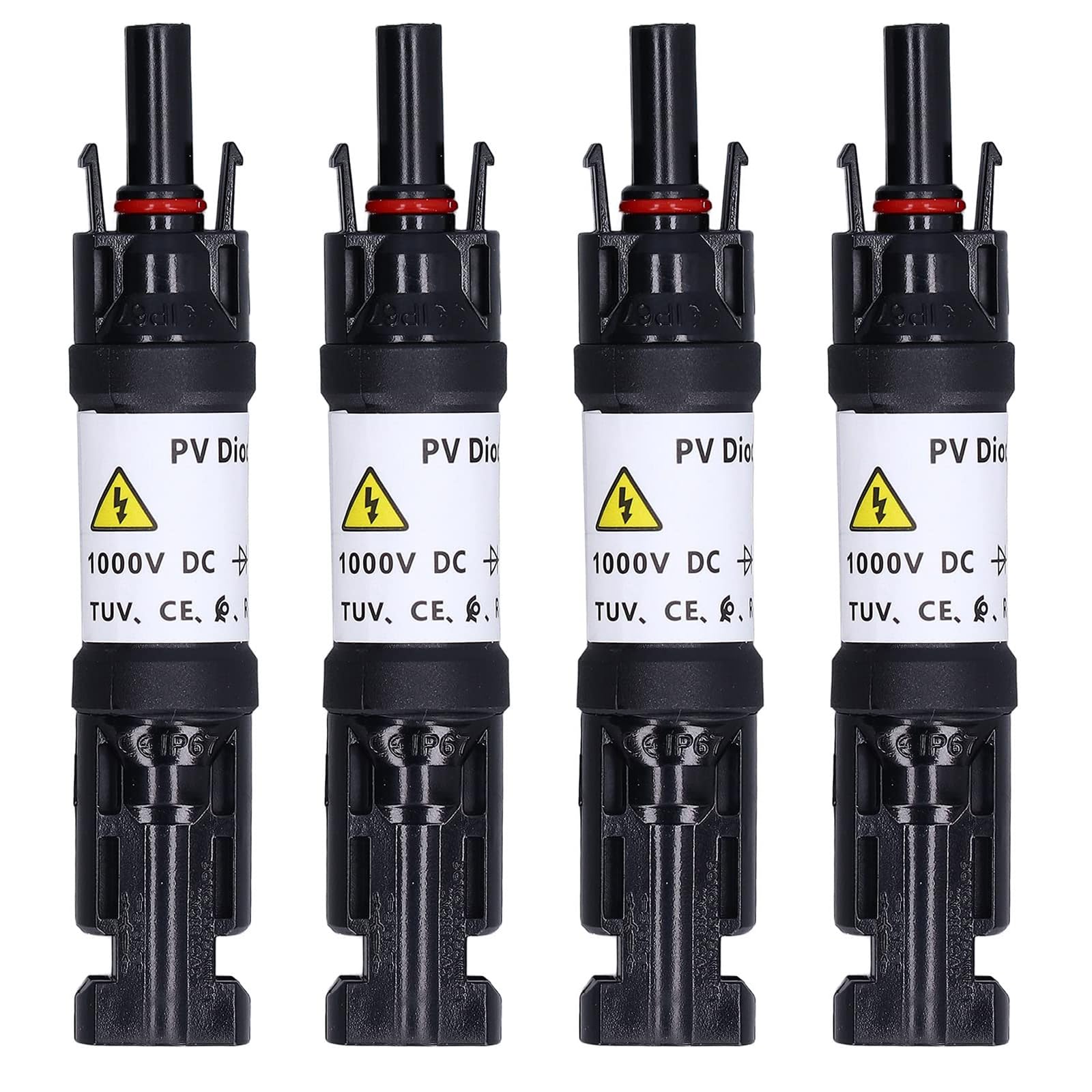 4 Stück 20A PV Solardiodenstecker für Anschluss Solarmodule, DC PV Sperrdiode Steckverbinderteile mit Eingebauter Anti-Rückfluss-Diode, IP67 Wasserdicht von Seailka