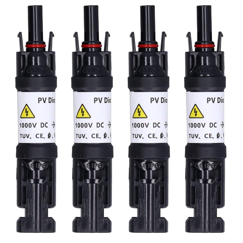 4 Stück 20A PV Solardiodenstecker für Anschluss Solarmodule, DC PV Sperrdiode Steckverbinderteile mit Eingebauter Anti-Rückfluss-Diode, IP67 Wasserdicht von Seailka